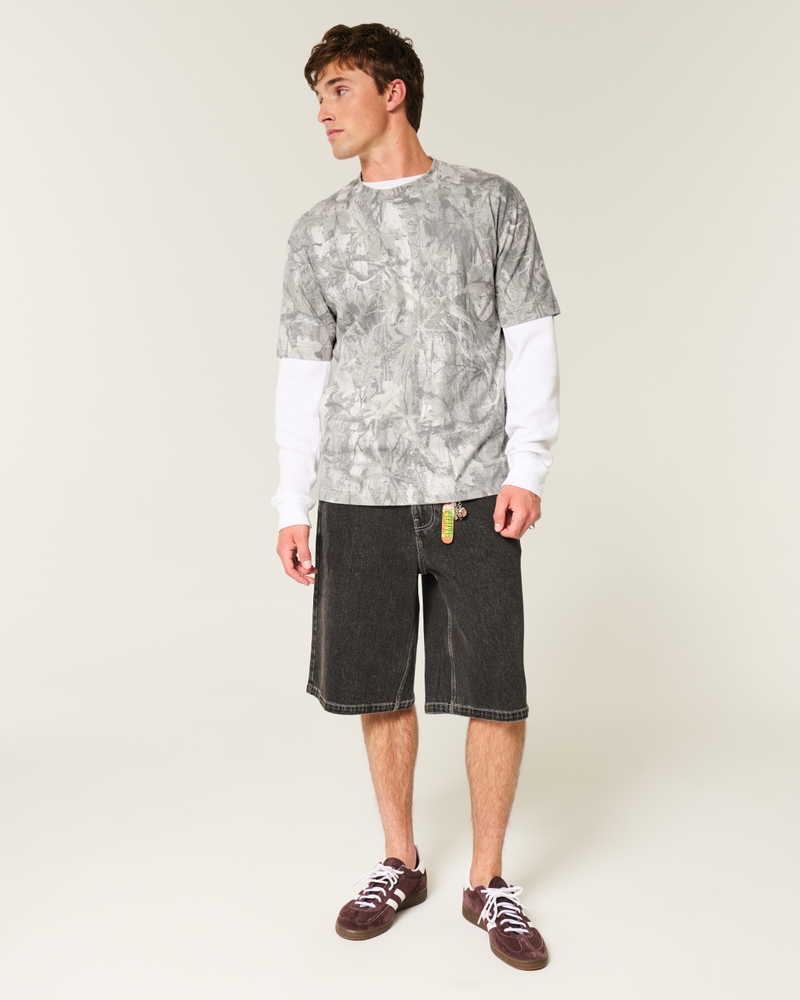 t-shirt girocollo in cotone lavato pesante dalla vestibilità quadrata