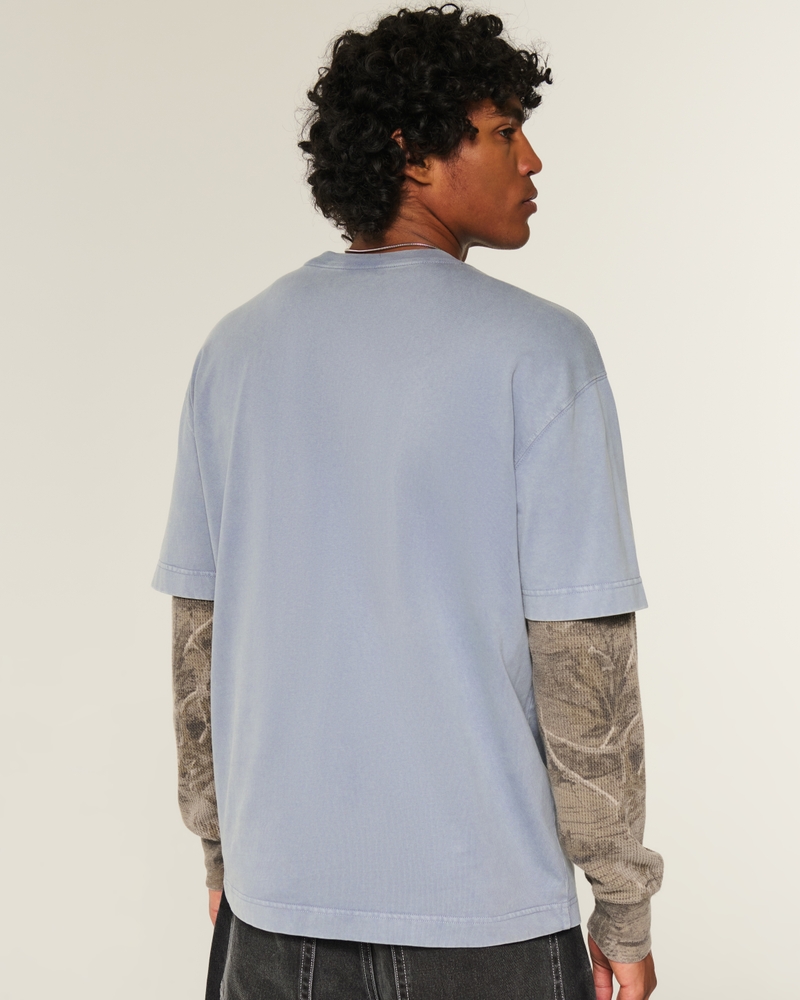 t-shirt girocollo in cotone lavato pesante dalla vestibilità quadrata
