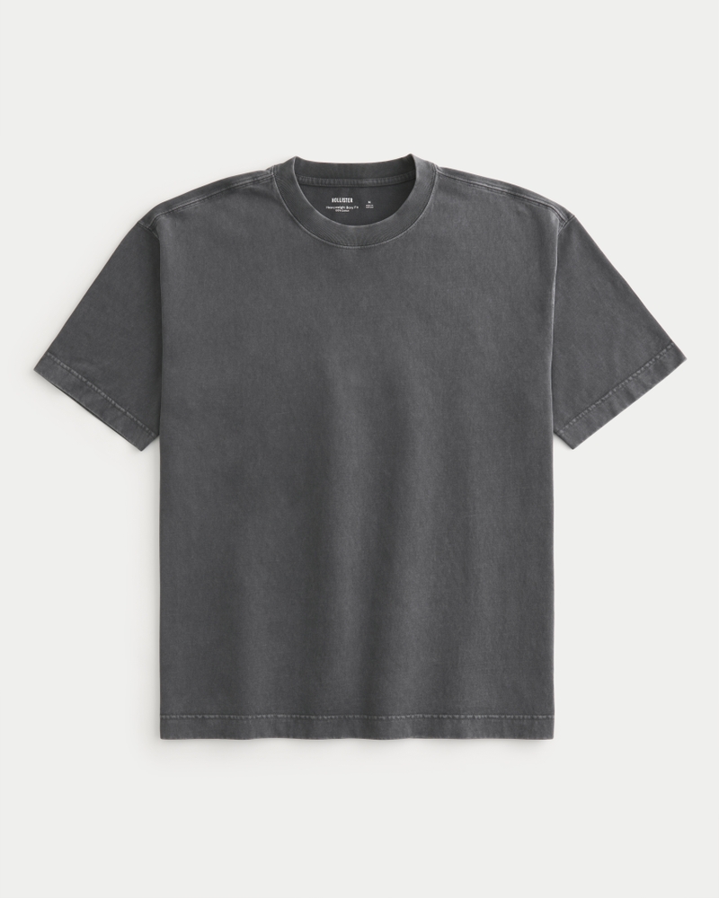 t-shirt girocollo in cotone lavato pesante dalla vestibilità quadrata