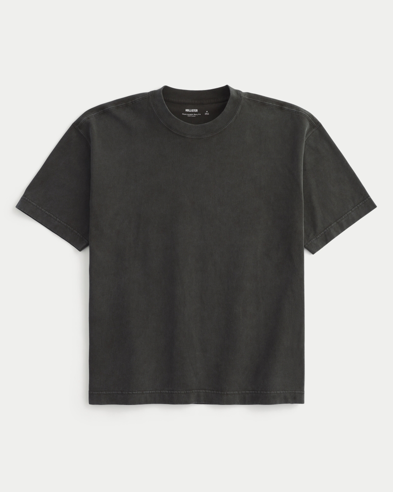 t-shirt girocollo in cotone lavato pesante dalla vestibilità quadrata