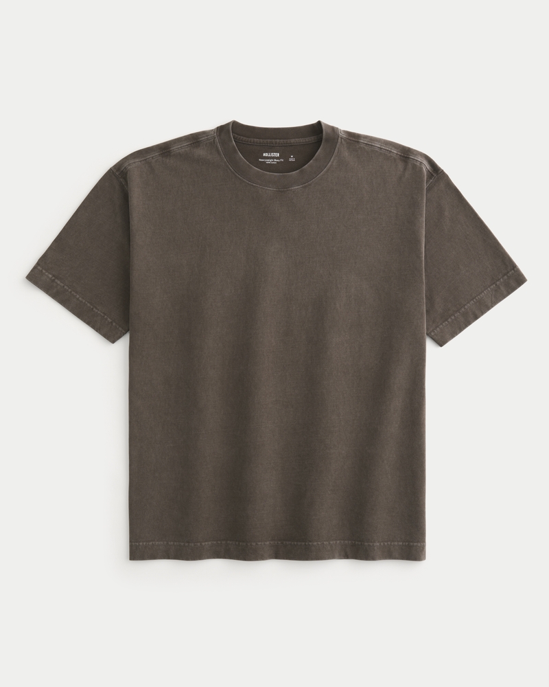 t-shirt girocollo in cotone lavato pesante dalla vestibilità quadrata