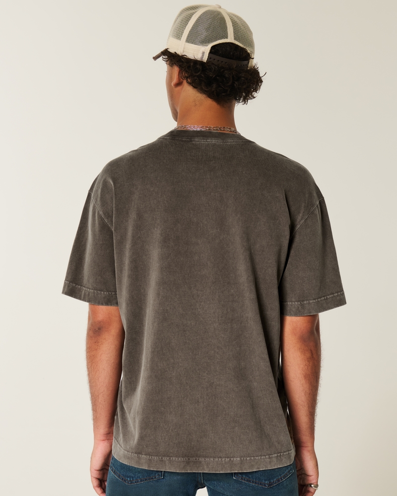 t-shirt girocollo in cotone lavato pesante dalla vestibilità quadrata