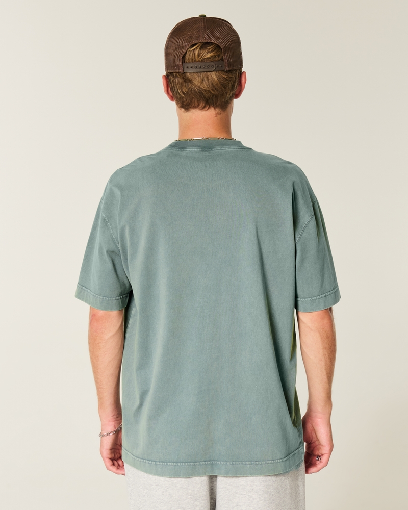 t-shirt girocollo in cotone lavato pesante dalla vestibilità quadrata