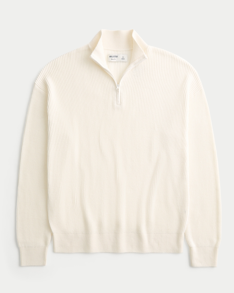 maglione con cerniera a un quarto di forma quadrata