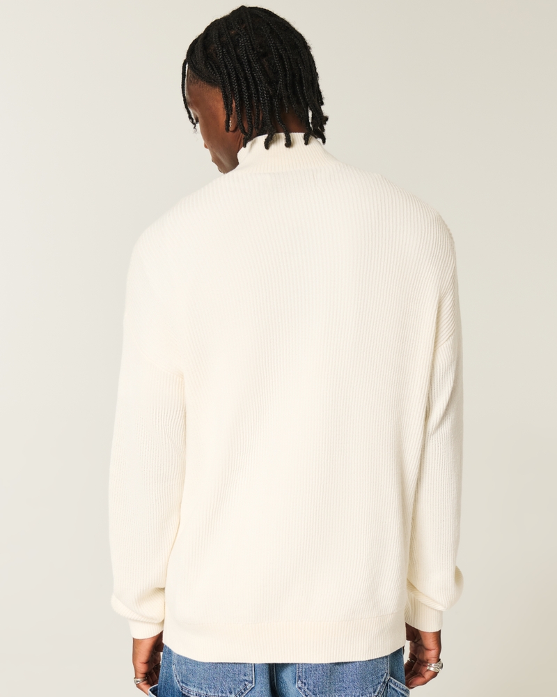 maglione con cerniera a un quarto di forma quadrata