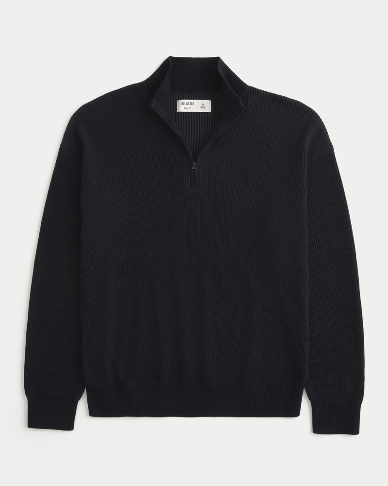 maglione con cerniera a un quarto di forma quadrata