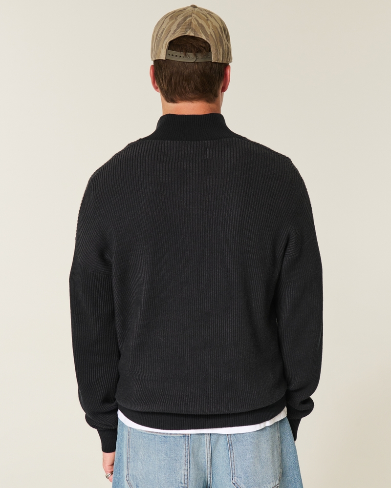 maglione con cerniera a un quarto di forma quadrata
