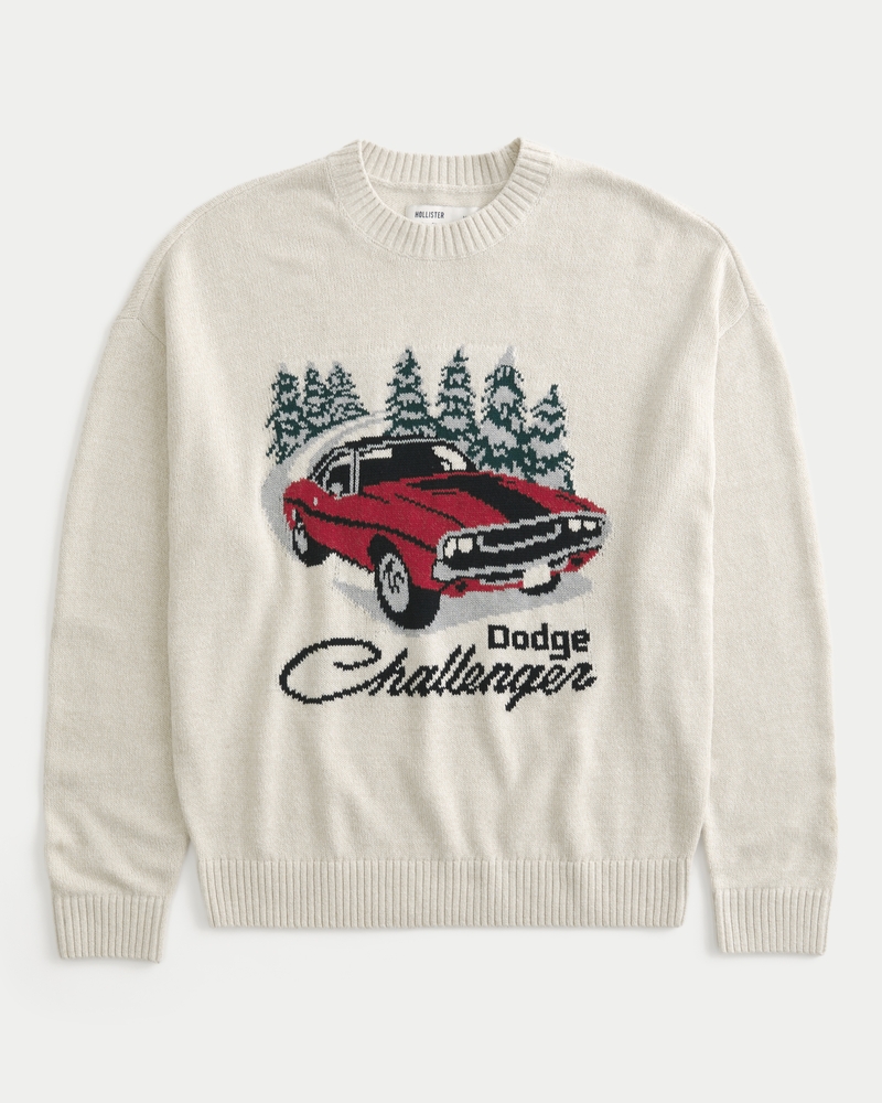 maglione girocollo con scollo quadrato e fantasia dodge challenger