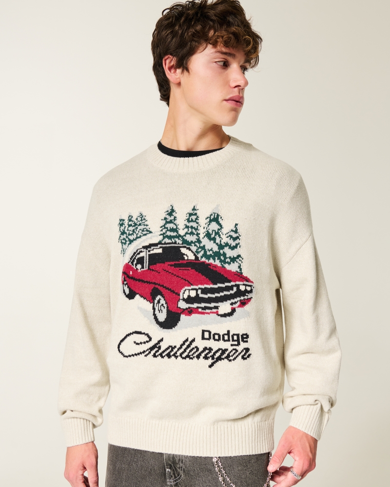 maglione girocollo con scollo quadrato e fantasia dodge challenger