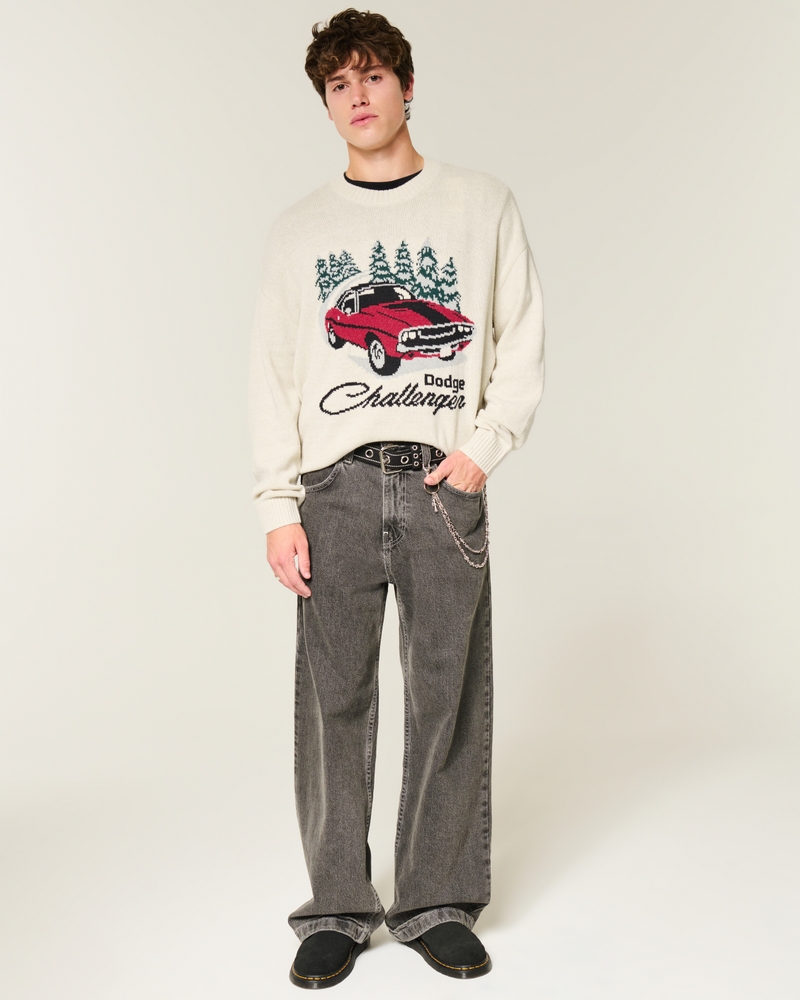 maglione girocollo con scollo quadrato e fantasia dodge challenger