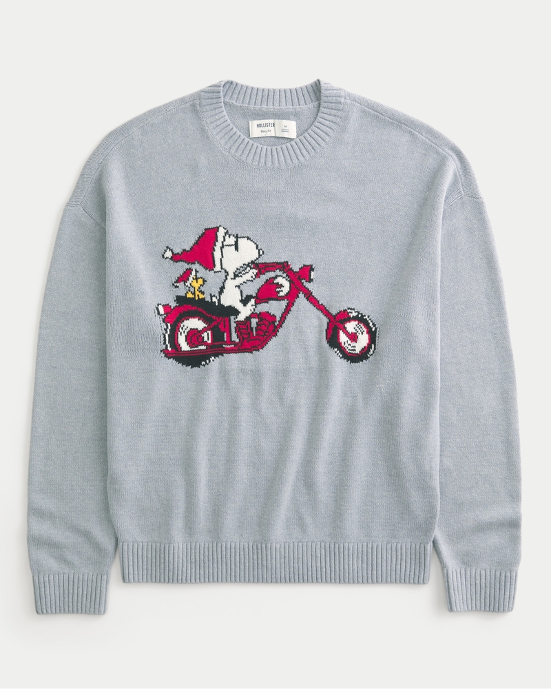 maglione girocollo con motivo snoopy dal taglio quadrato