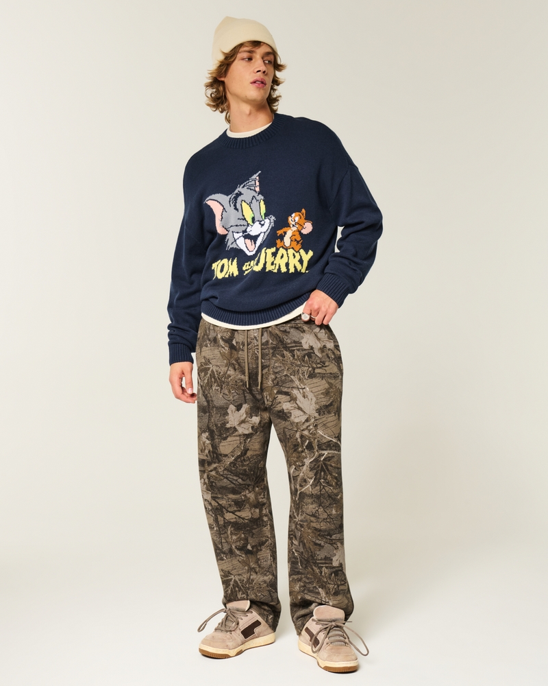 maglione girocollo con motivo tom e jerry a taglio quadrato