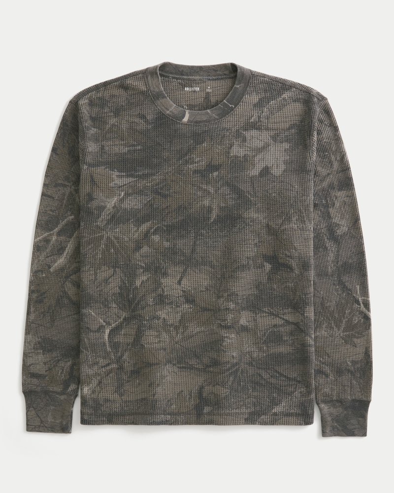 maglietta casual mimetica a maniche lunghe con scollo rotondo e caldo