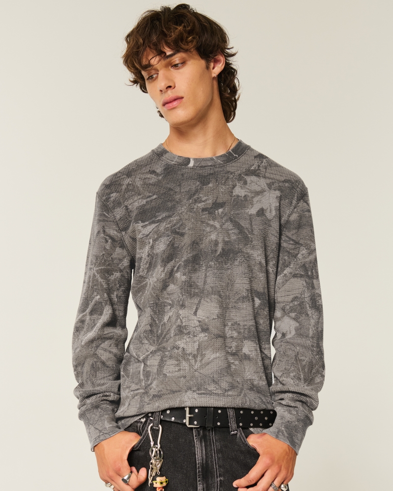 maglietta casual mimetica a maniche lunghe con scollo rotondo e caldo