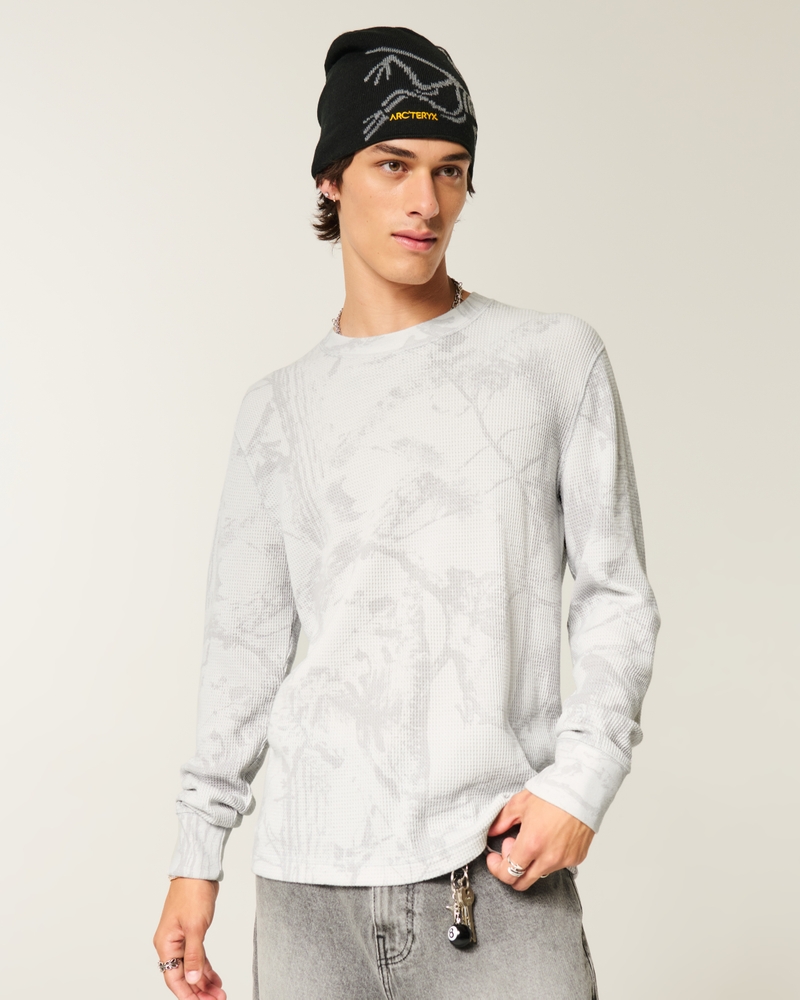 maglietta casual mimetica a maniche lunghe con scollo rotondo e caldo