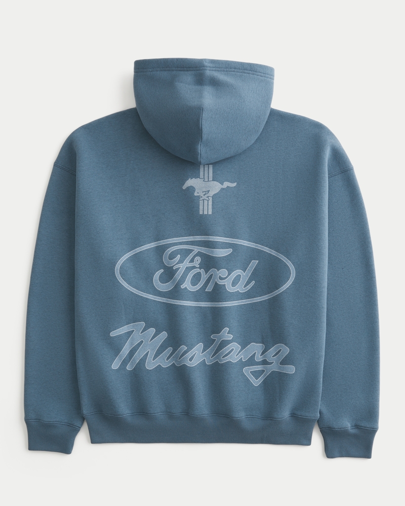 felpa con cappuccio e cerniera con motivo ford mustang squadrato