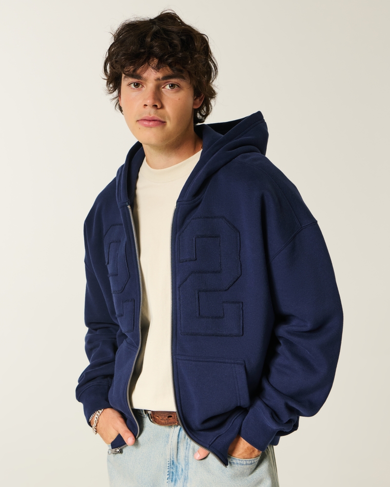 felpa con cappuccio e zip con motivo forest hills athletics square fit
