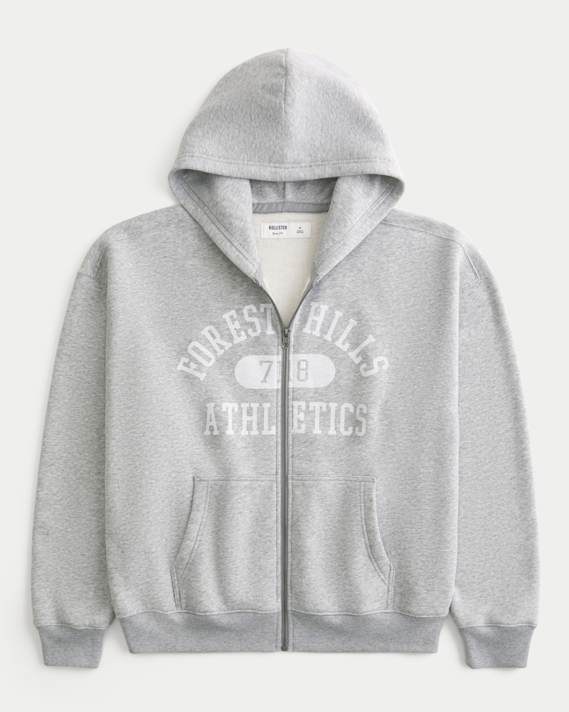 felpa con cappuccio e zip con motivo forest hills athletics square fit