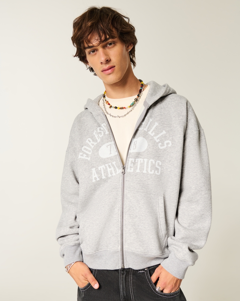 felpa con cappuccio e zip con motivo forest hills athletics square fit