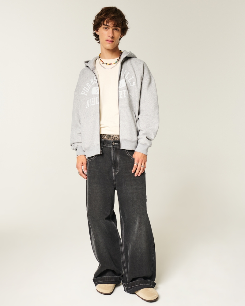 felpa con cappuccio e zip con motivo forest hills athletics square fit